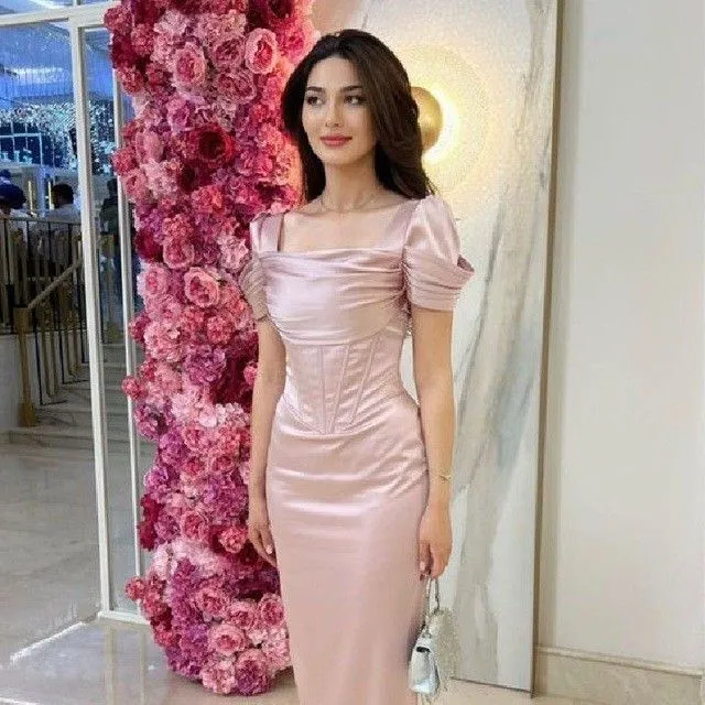 Superbes robes de bal fourreau rose blush à la mode, robes de soirée sexy