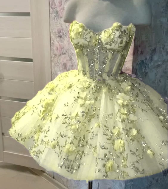 Robe de soirée courte rose vintage avec fleurs et tulle