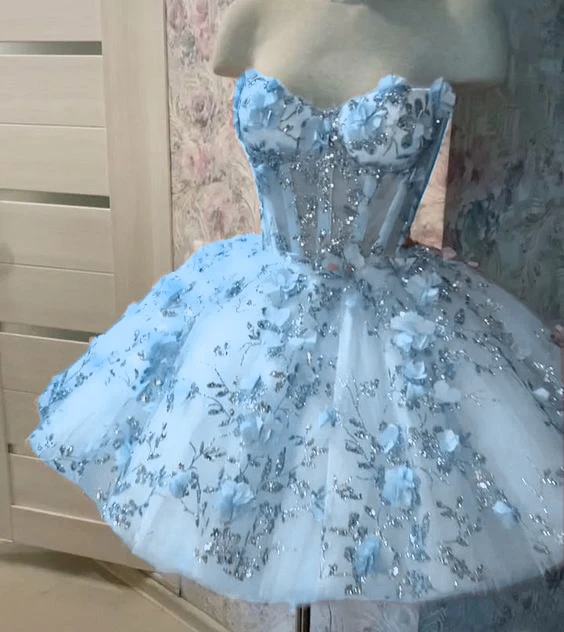 Robe de soirée courte rose vintage avec fleurs et tulle