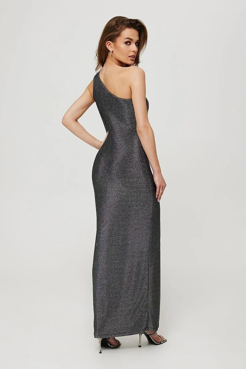 Robe longue argentée