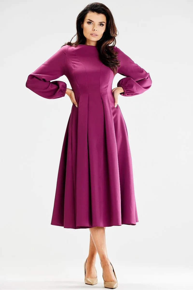 Robe habillée violet manches longues