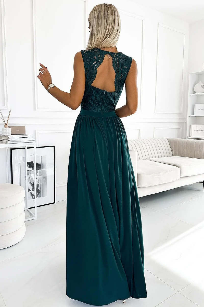 Robe longue verte foncé