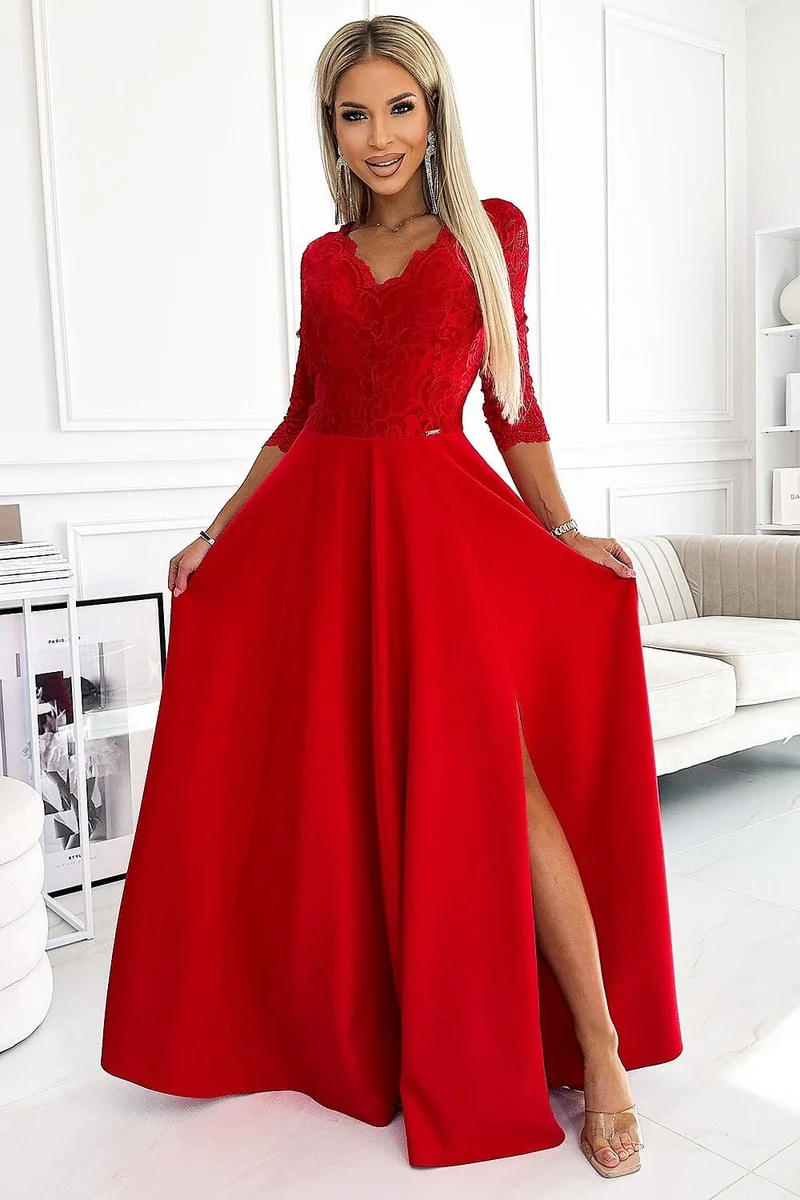 Robe de soirée rouge longue fendue