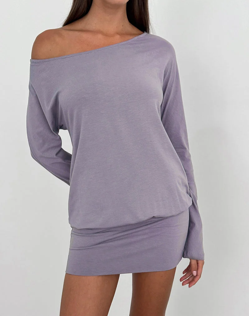 Mini-robe à manches longues Raluca, couleur gris lavande