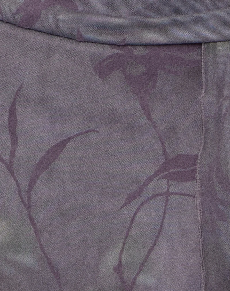Robe longue à col licou Rokoyo, modèle « Flare Flower » violet
