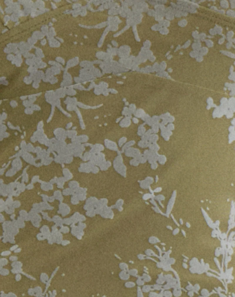Robe midi Selayu en mousse pétale olive