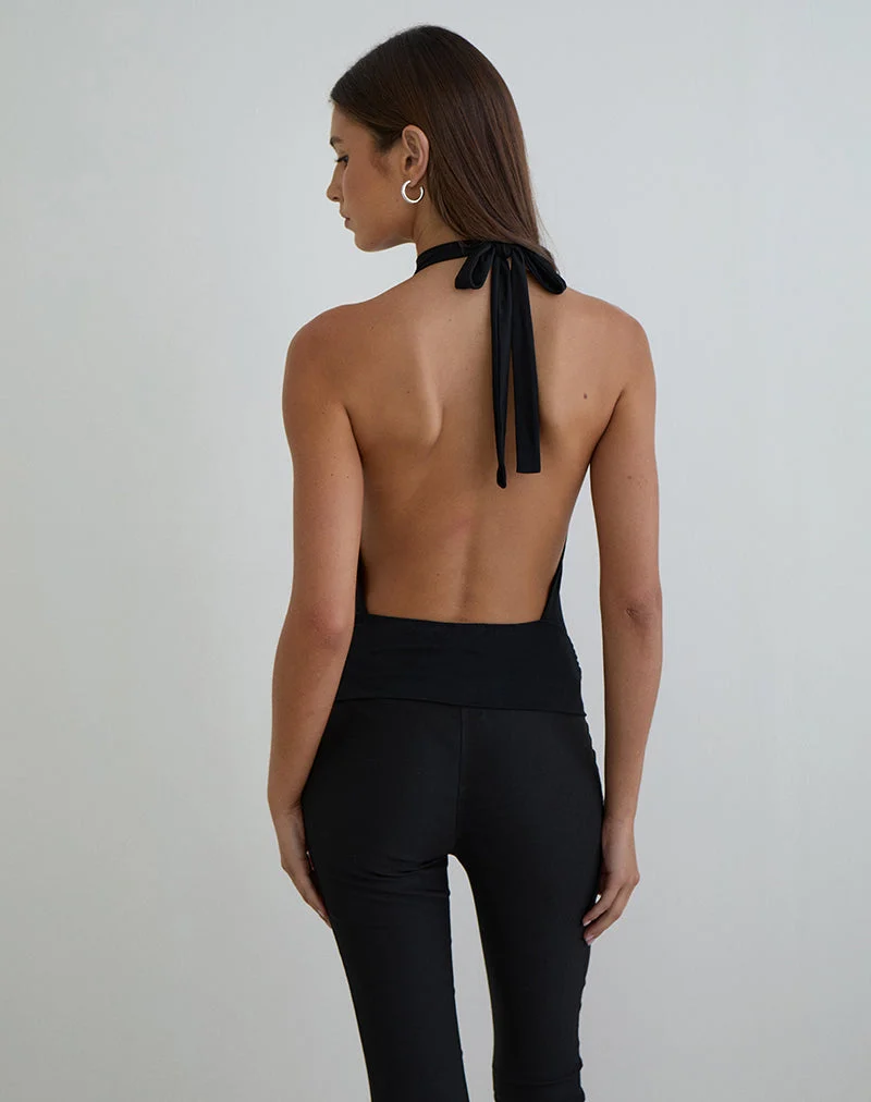 Haut Verbina Keyhole en jersey noir
