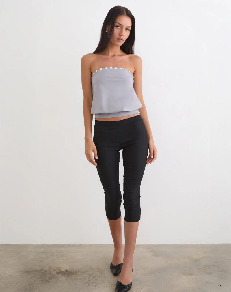 Hagar Top en gris lilas avec boutons en perles