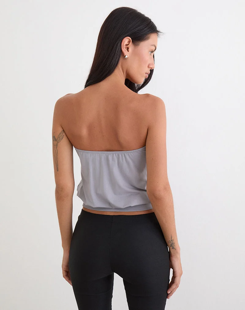 Hagar Top en gris lilas avec boutons en perles