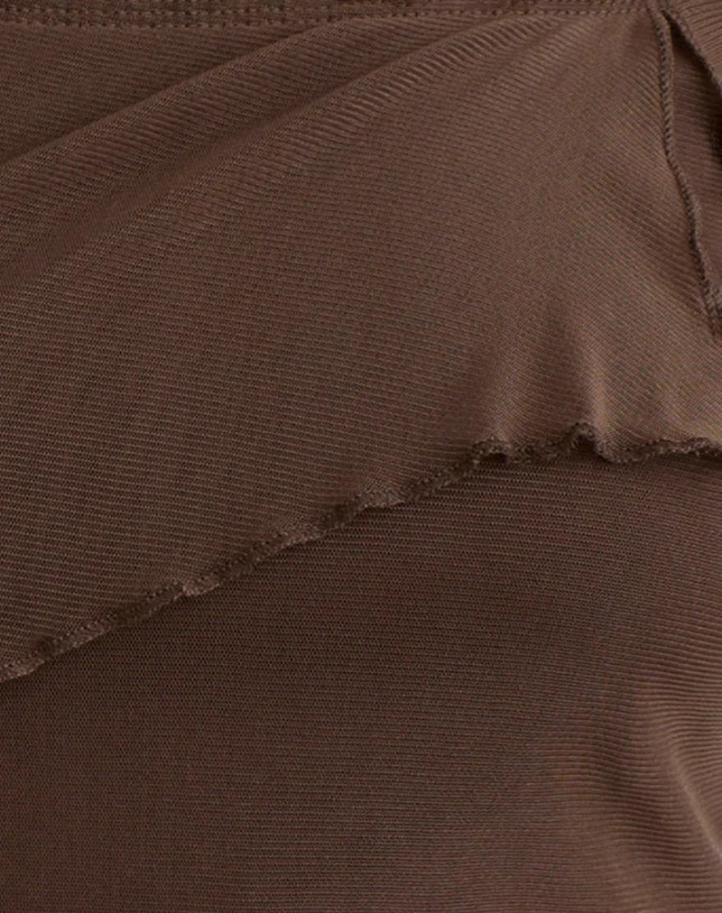 Haze Top asymétrique en maille marron