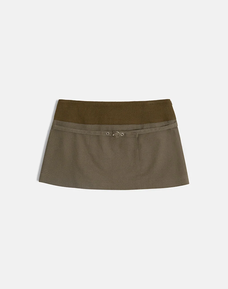 Mini-jupe Desau en sergé kaki