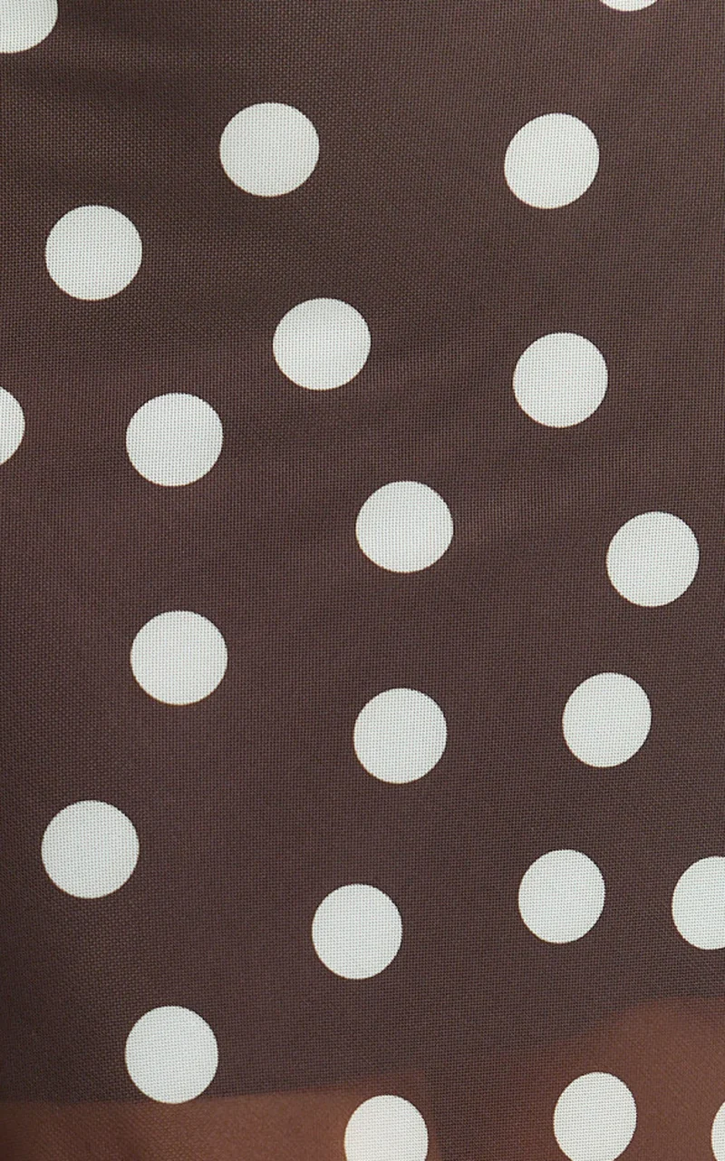 Ella Midi Skirt - Sheer Layered Skirt in Chocolate Polka Dot
