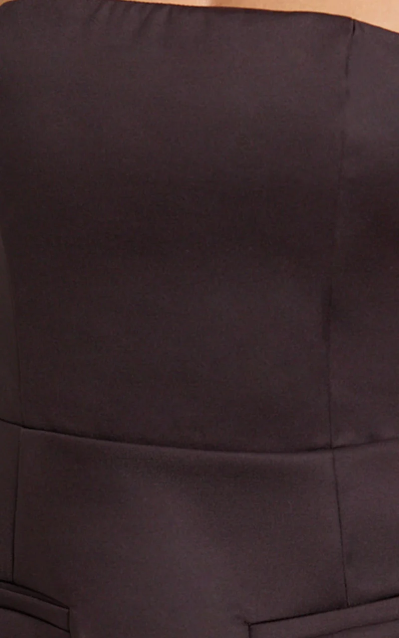 Benson Playsuit - Strapless Fit and Flare Playsuit in Chocolate