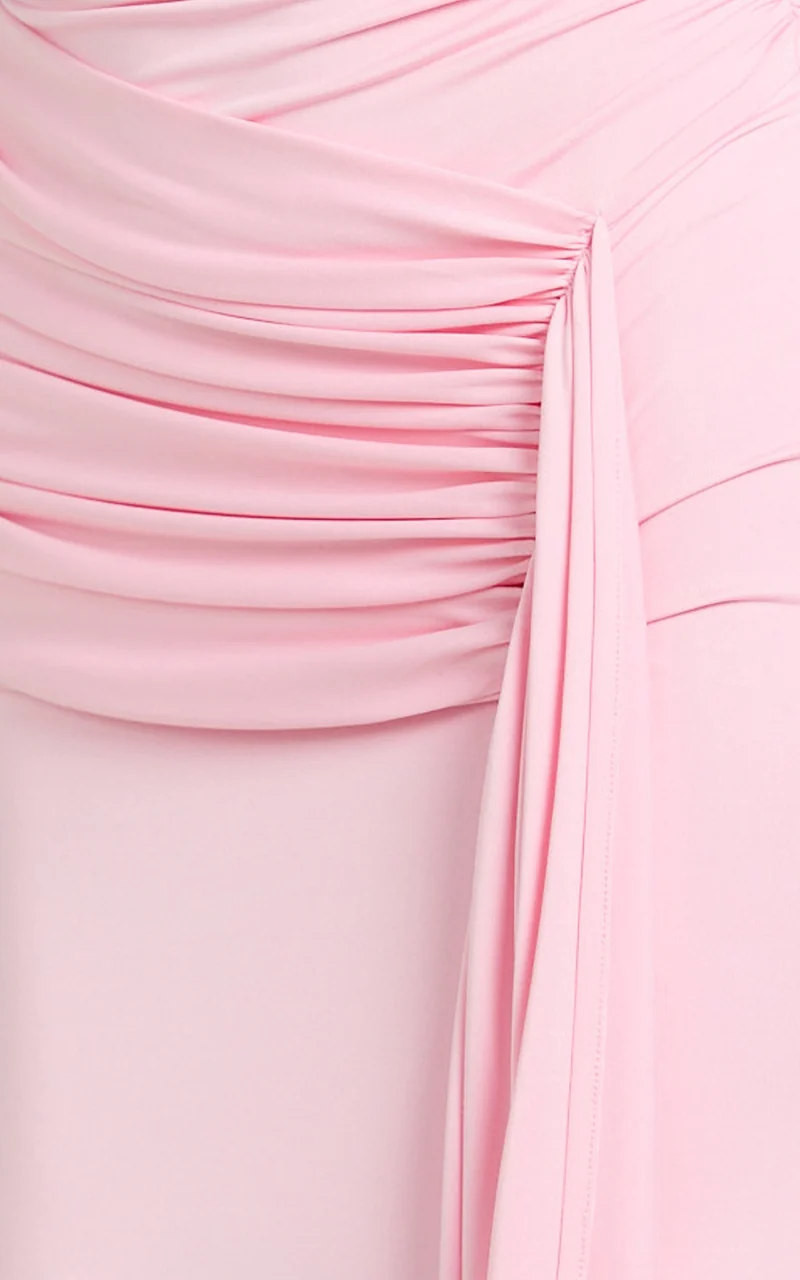 Dixie Maxi Dress - Plunge Halter Low Back Dress in Pink