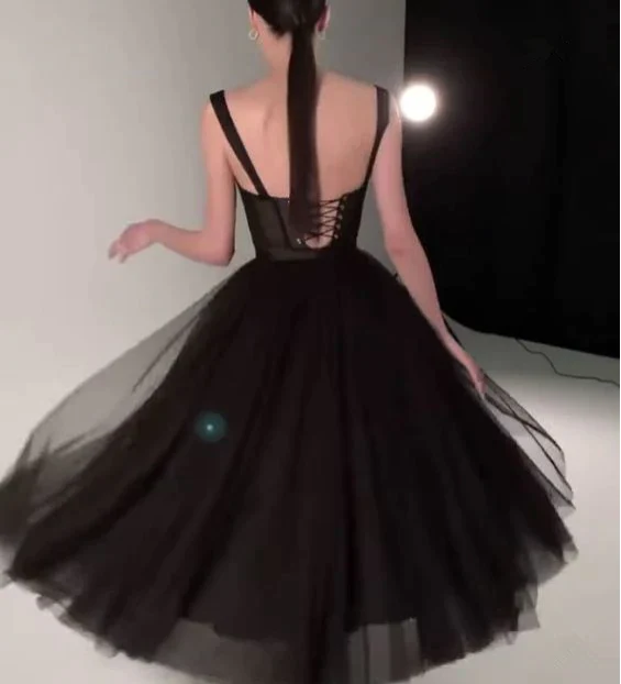 Superbe robe de bal noire pour adolescentes, occasion spéciale