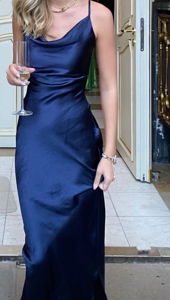 Robe de bal bleue simple et robes de soirée modestes
