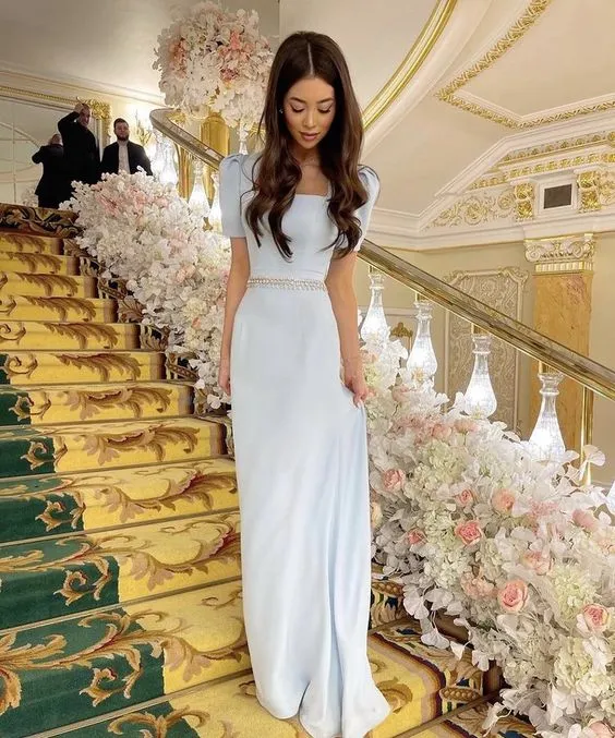Belles robes de bal bleues pour femmes, robes de soirée formelles