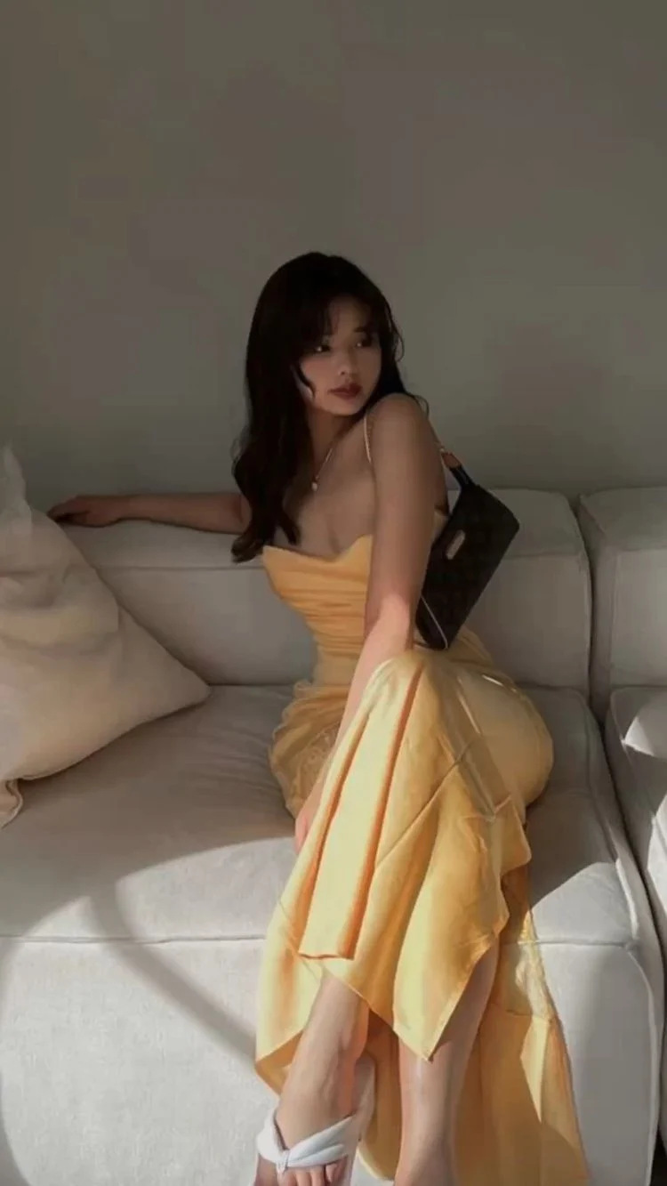 Robe de bal longue jaune sans manches pour femme, tenue de soirée sexy