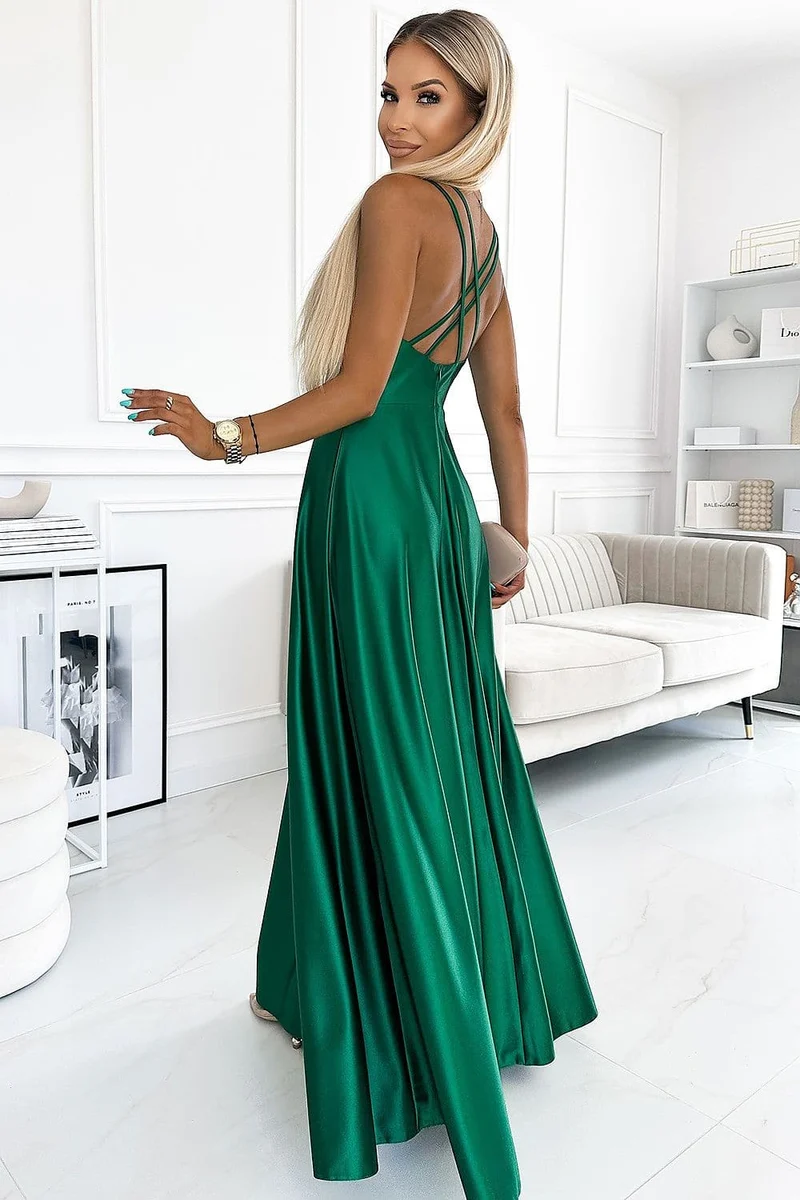 Robe de soirée longue vert emeraude