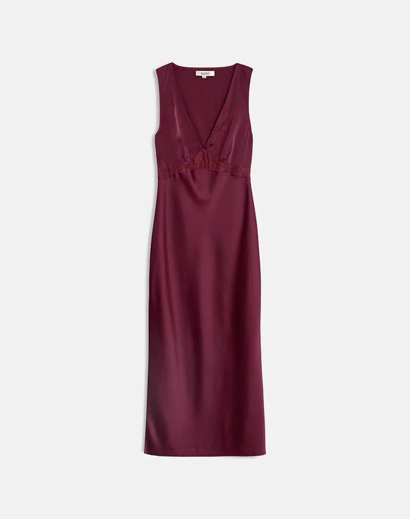 Robe longue Zarita en satin couleur Zinfandel