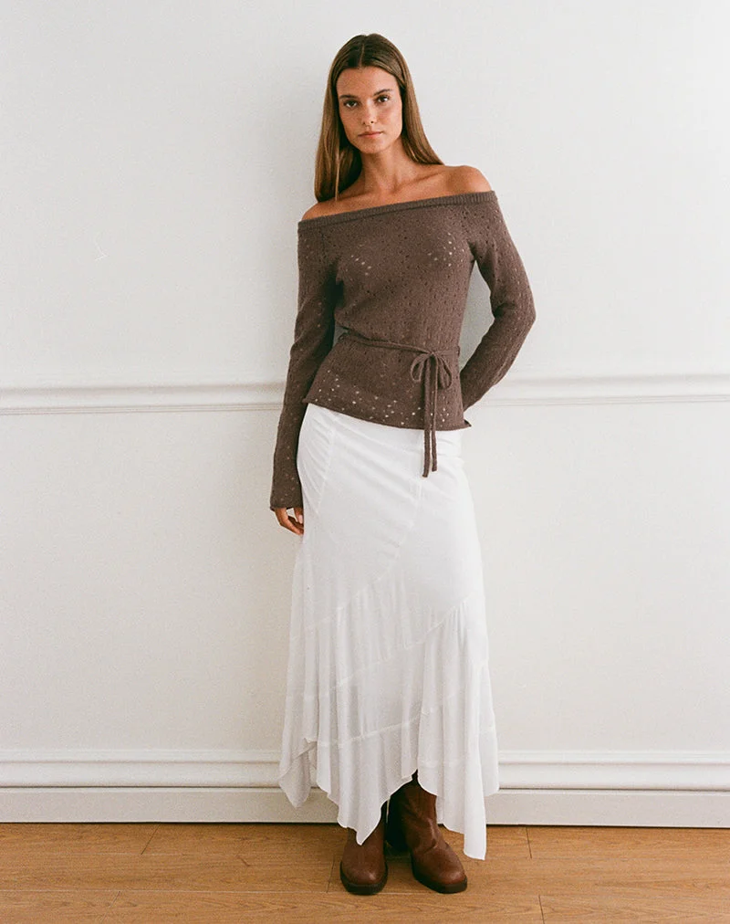 Haut à manches longues Arutala en tricot marron