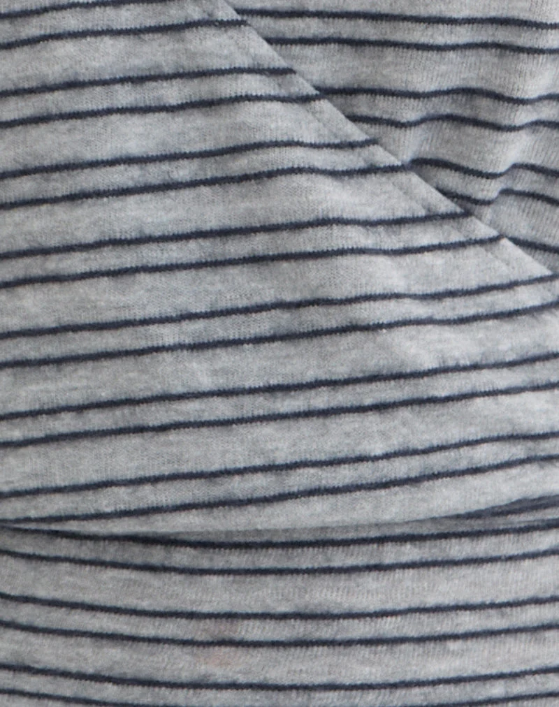 Haut Milzie à rayures horizontales en tricot gris et noir