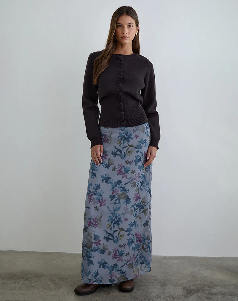 Jupe longue Lurina en mousseline bleu lilas