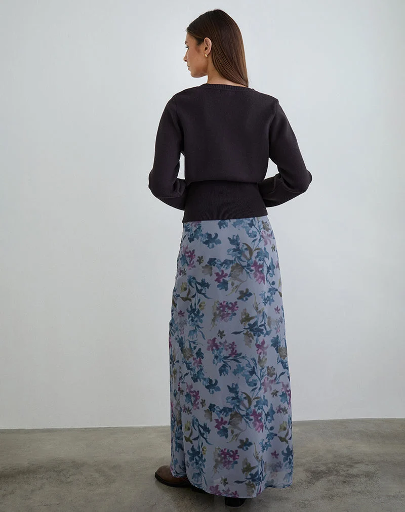Jupe longue Lurina en mousseline bleu lilas