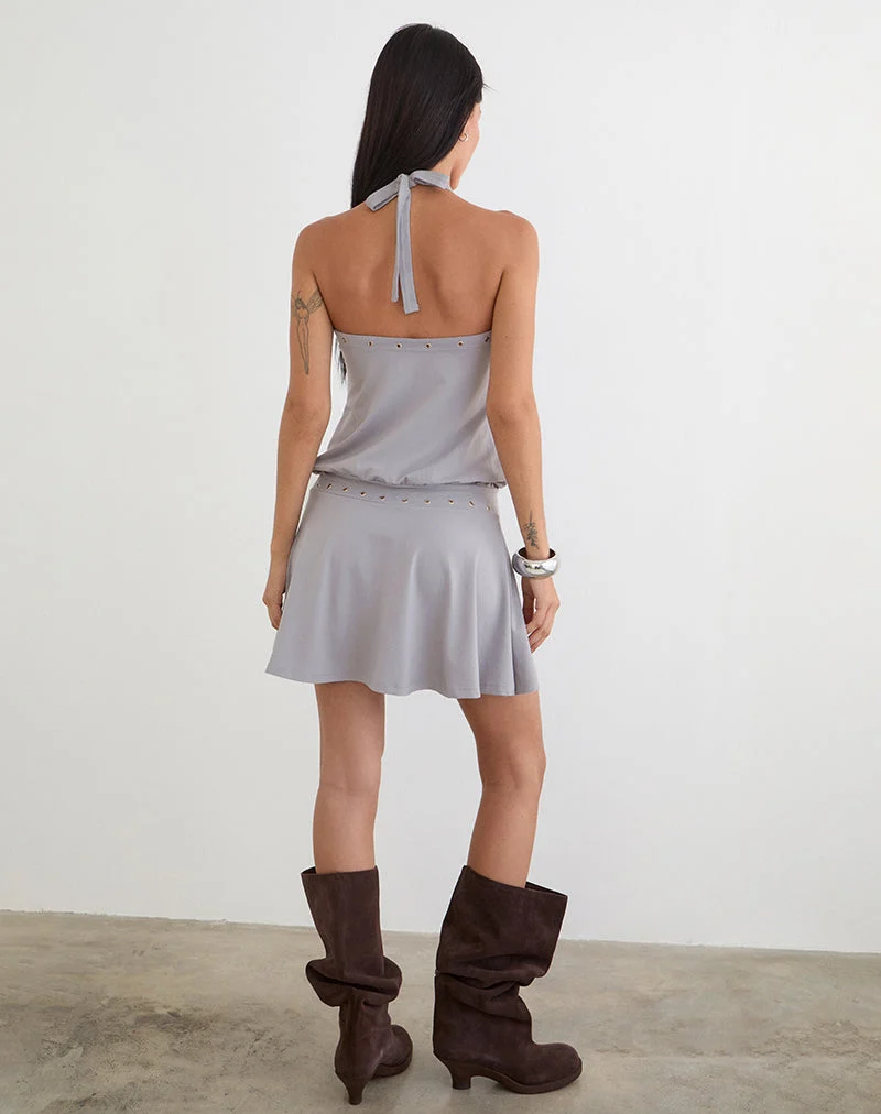 Mini-robe Kureha à œillets en jersey de rayonne gris lilas
