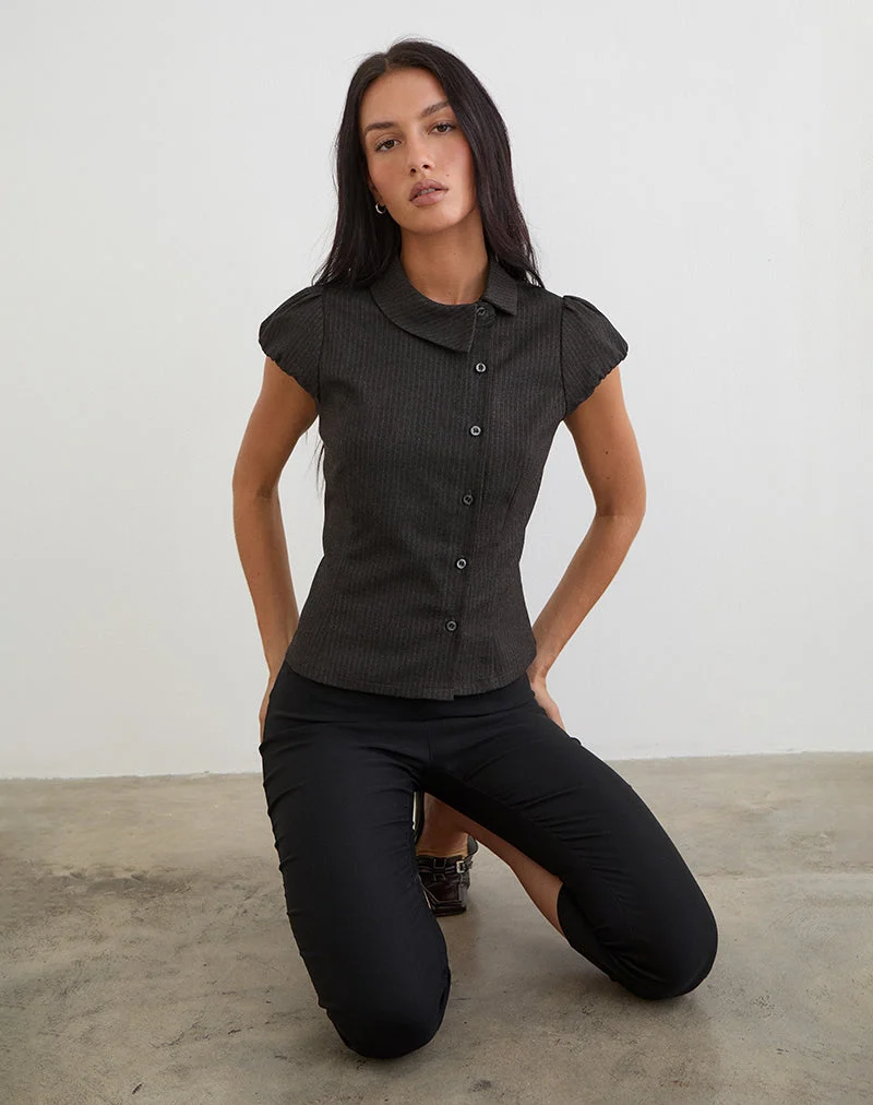 Chemise asymétrique Telese à fines rayures gris foncé
