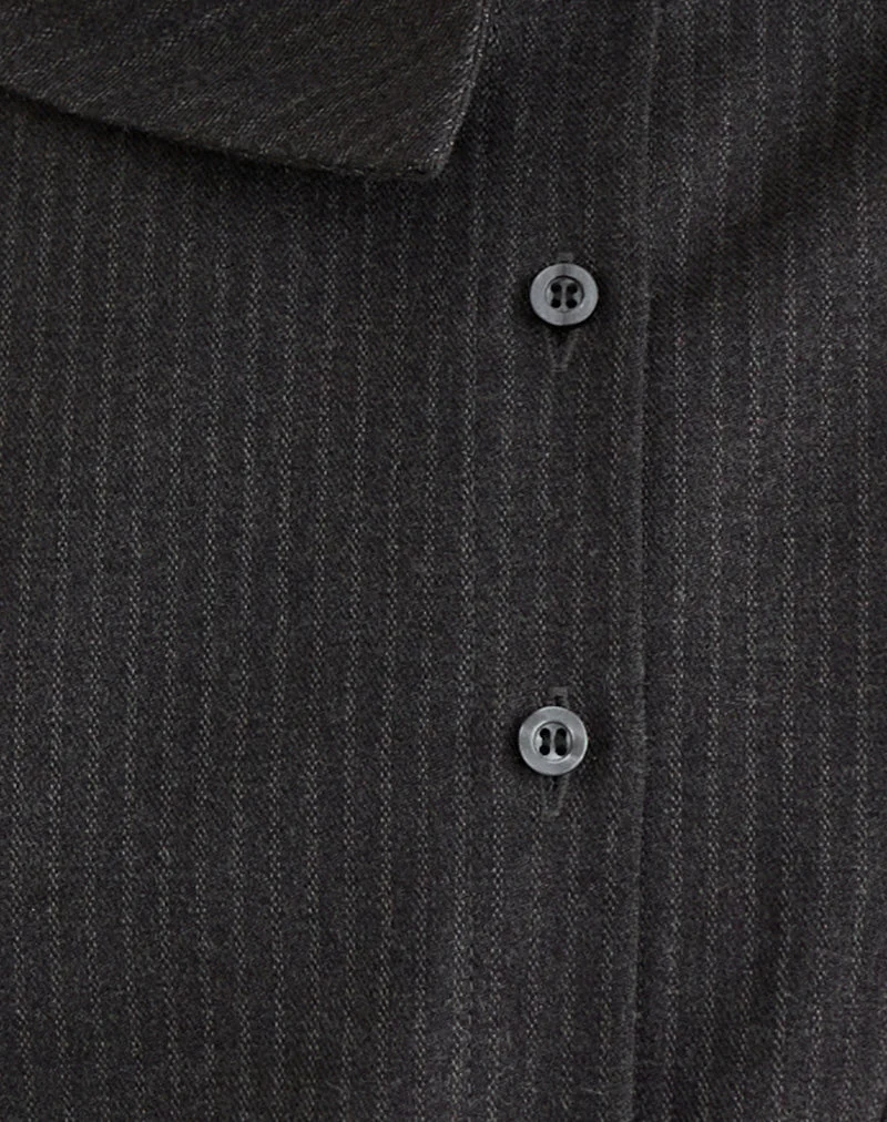 Chemise asymétrique Telese à fines rayures gris foncé