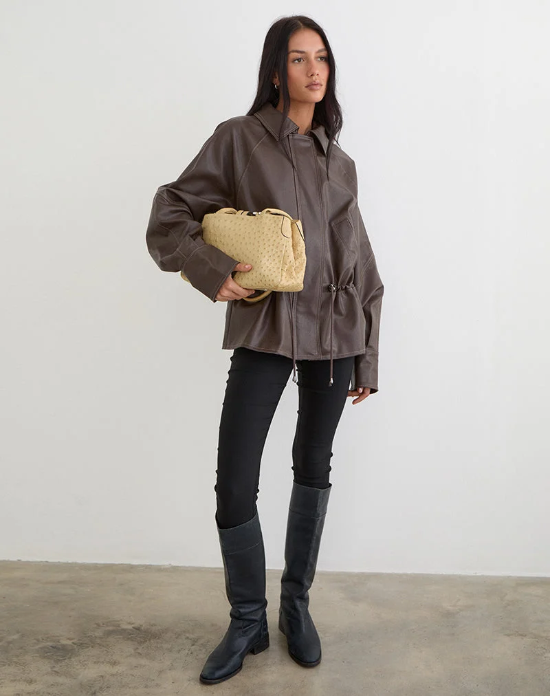 Veste Jannik en PU marron foncé