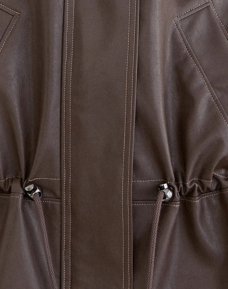 Veste Jannik en PU marron foncé