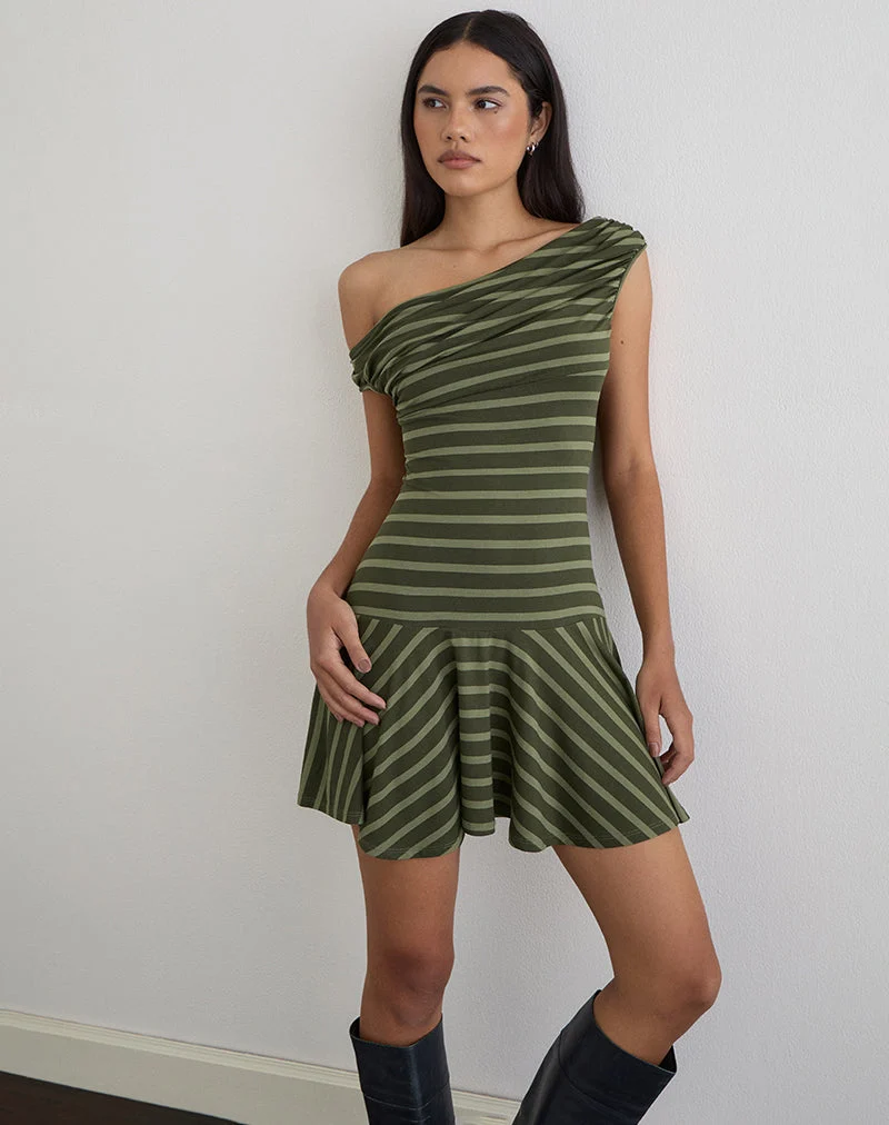 Mini-robe Mausari à larges rayures vertes
