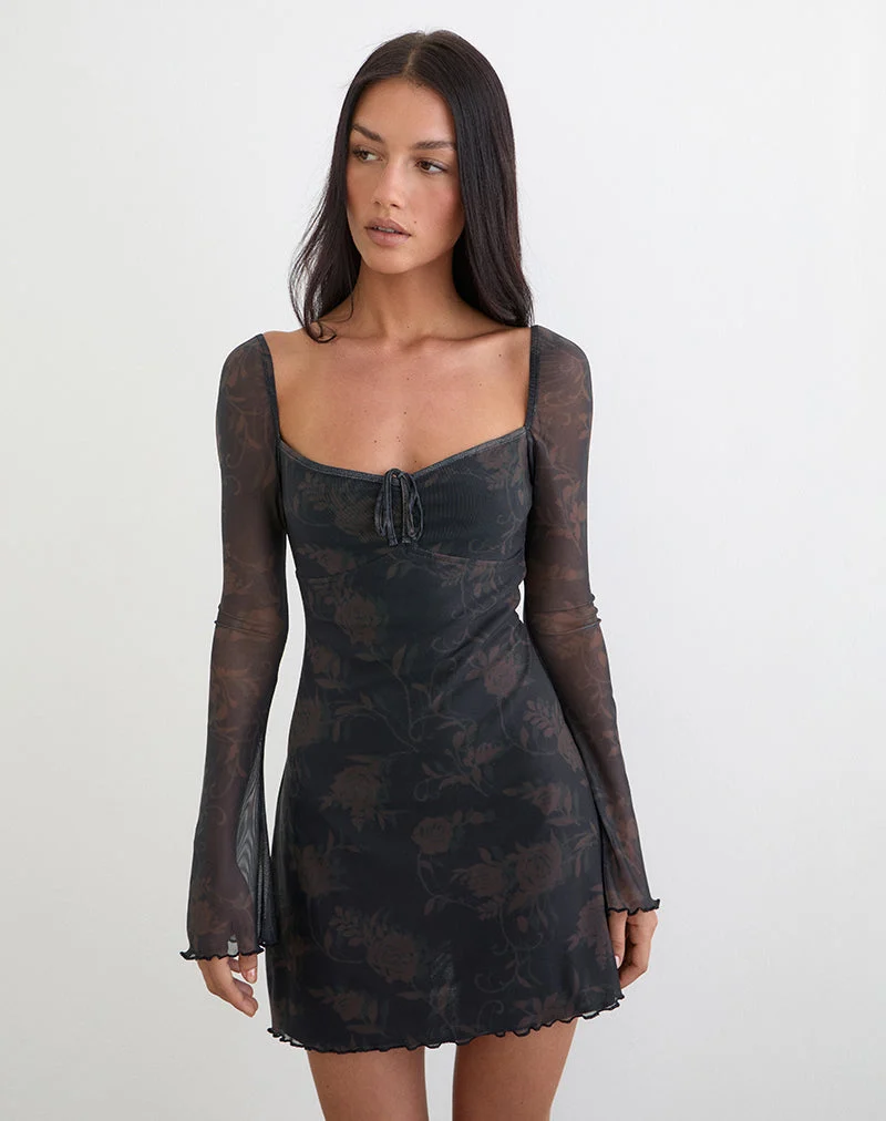 Robe à manches longues Modena en rose dynamique
