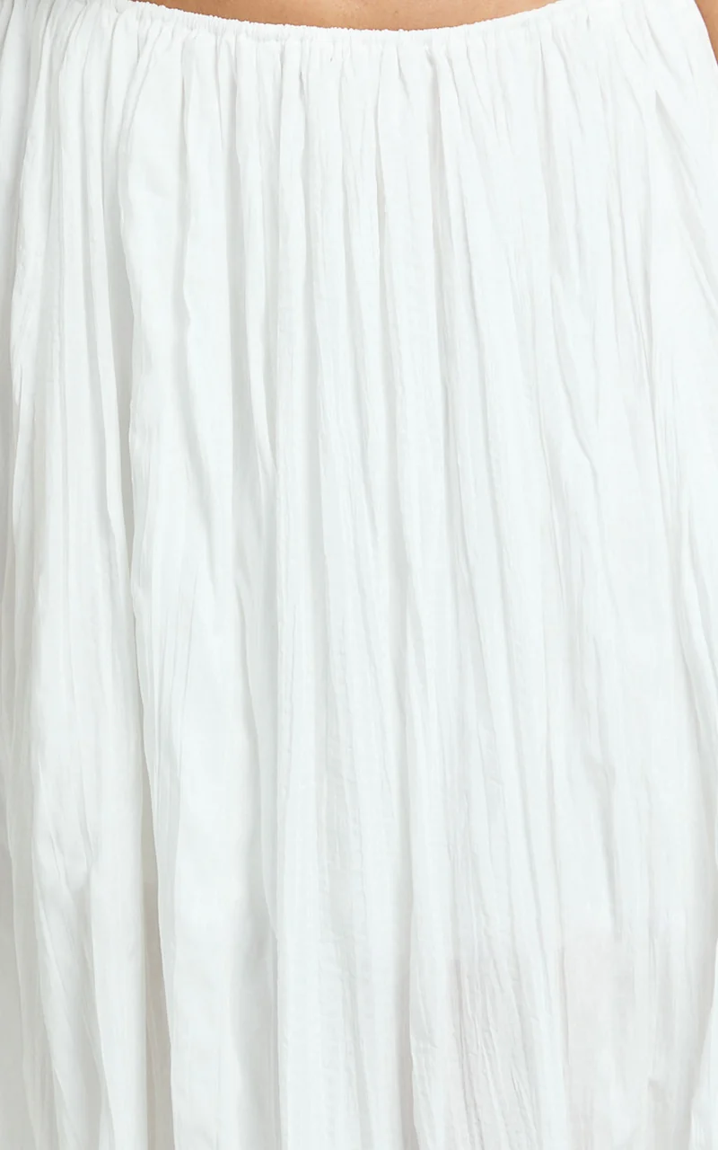 Heidi Maxi Skirt - Elastic Waist Side Split Skirt in White