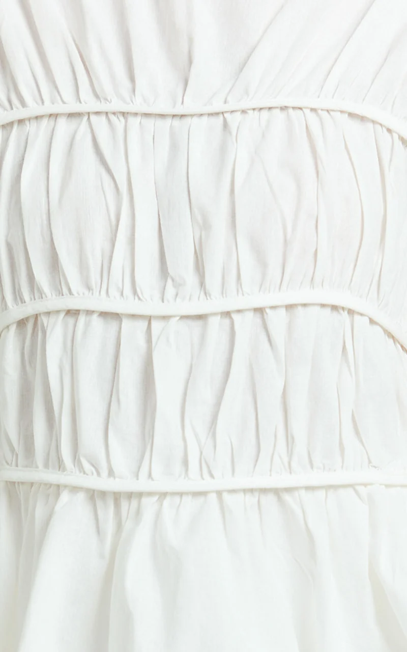 Alina Two Piece Set - Ruched Detail Top and Short Pants Set in White
