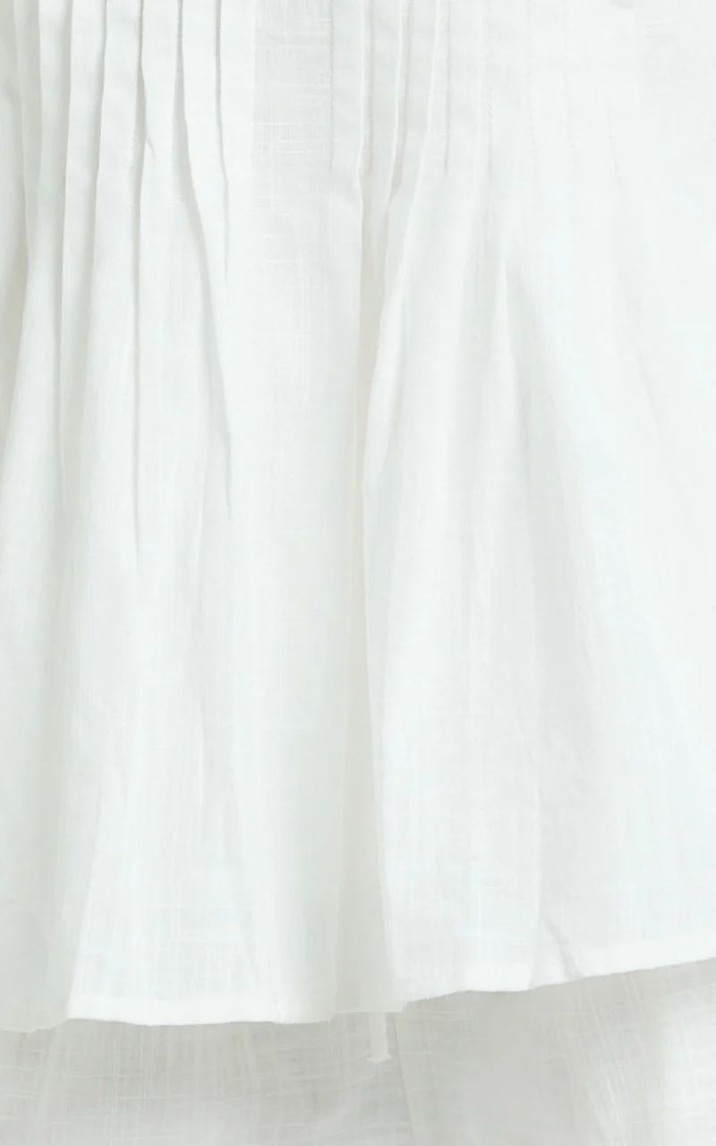 Mardie Two Piece Set - Pin Tuck Strapless Top and Short Set in White