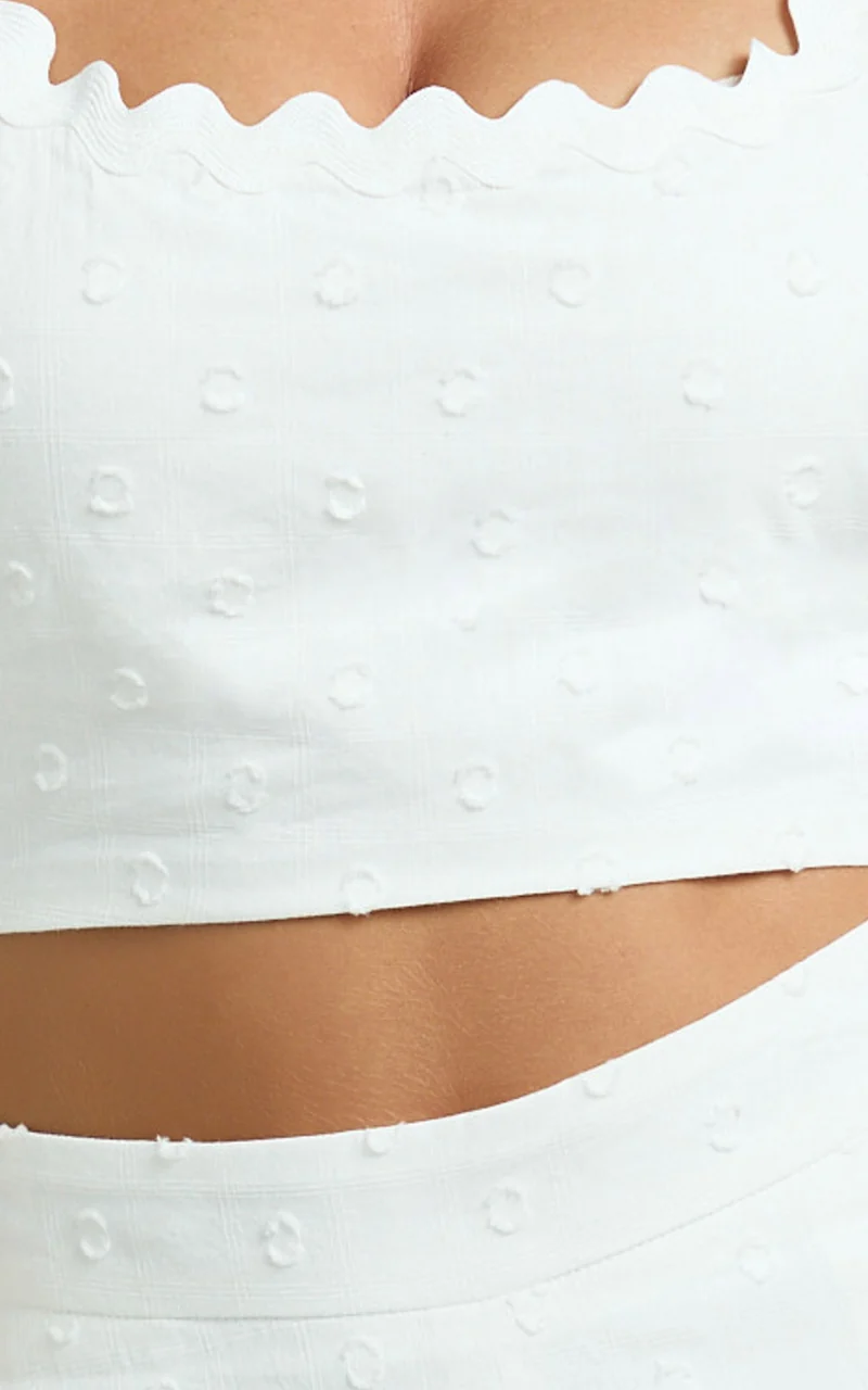 Mabel Two Piece Set - Square Neck And Matching Shorts Set in White