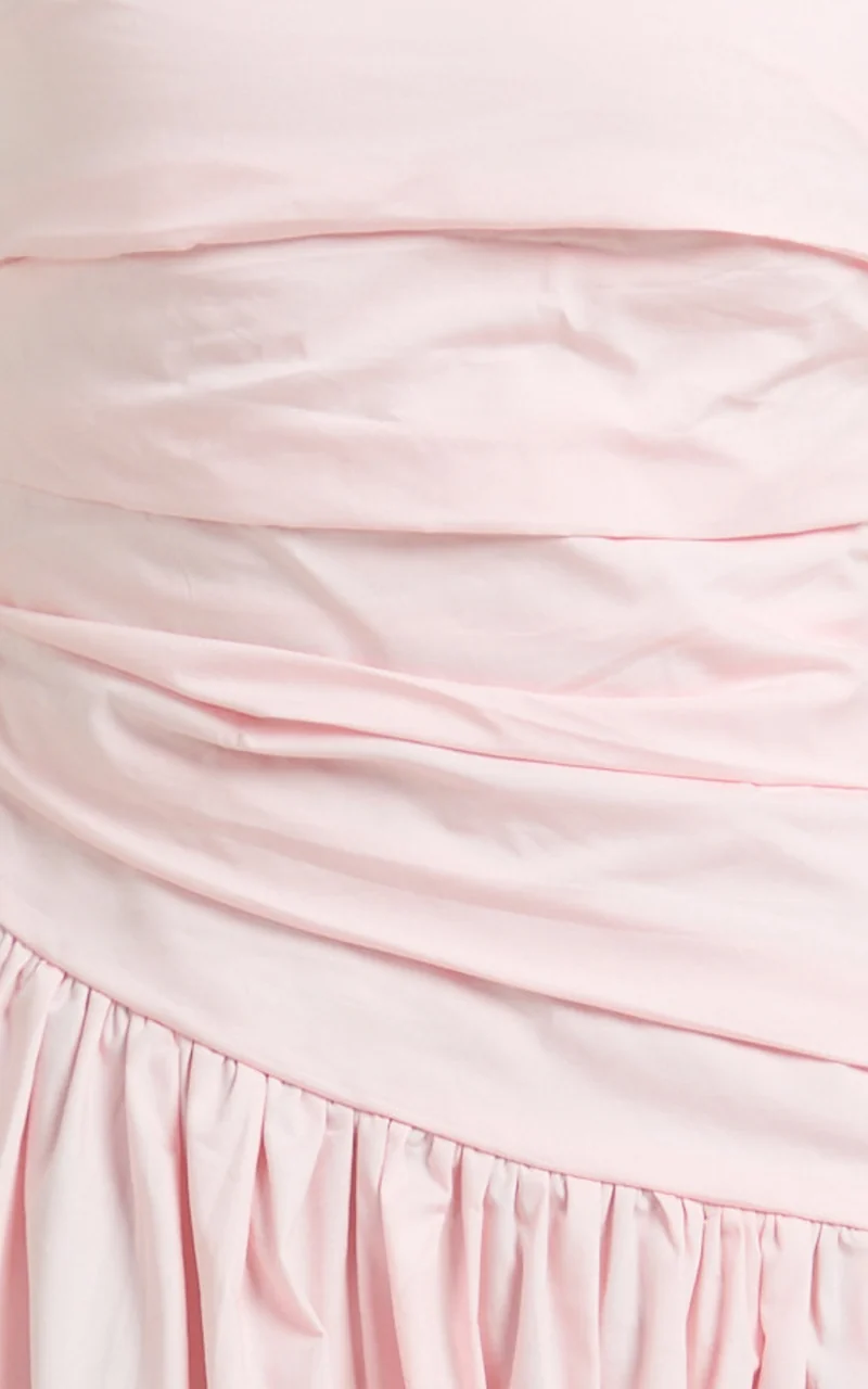 Cora Midi Dress - Strapless Dress in Pink