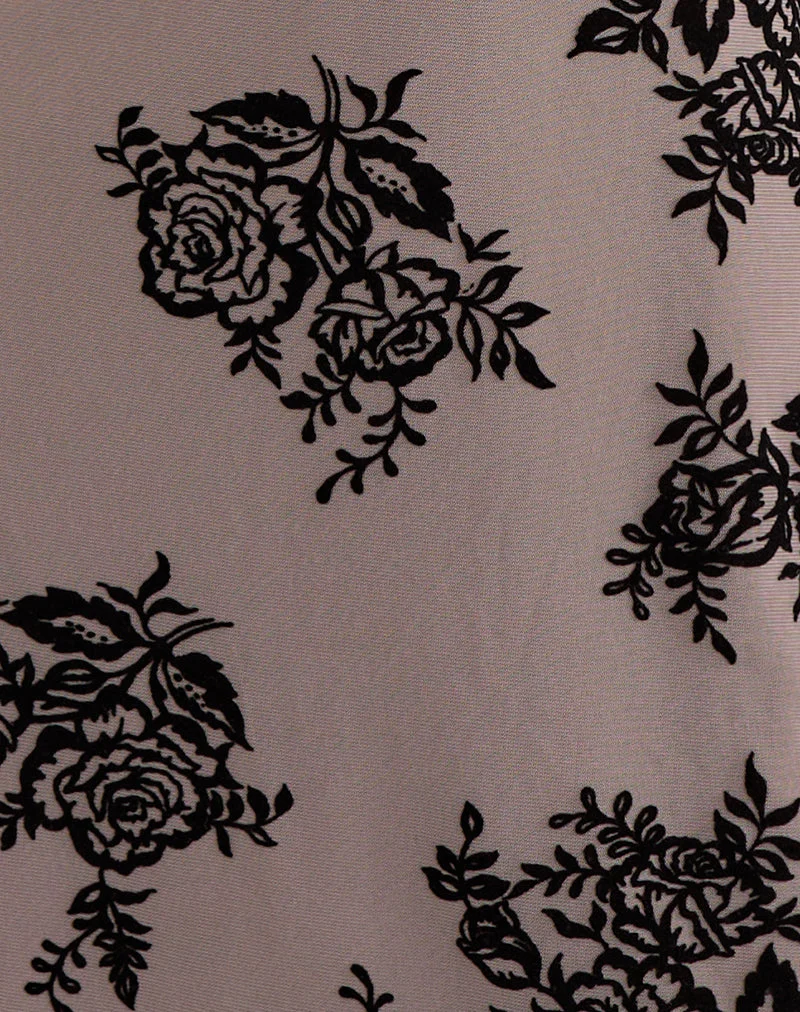 Mini-robe Musetti gris taupe à motifs floraux floqués audacieux