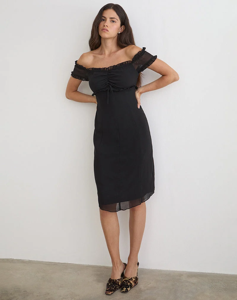 Robe midi Watimu en mousseline noire