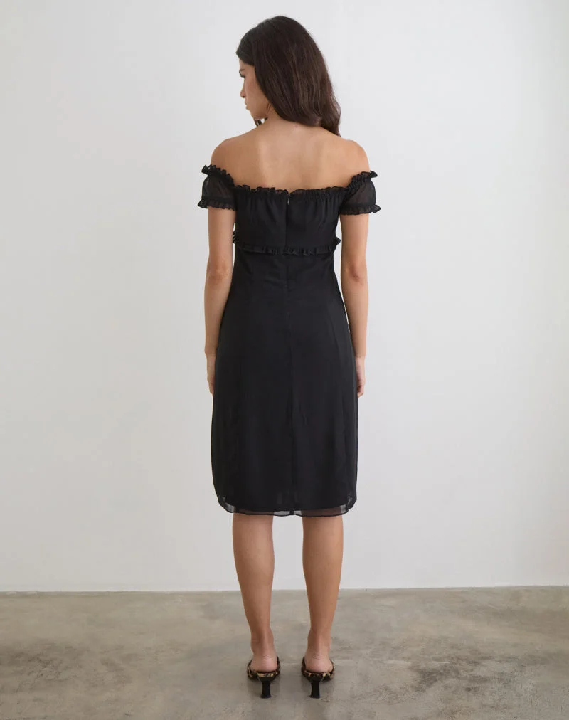 Robe midi Watimu en mousseline noire