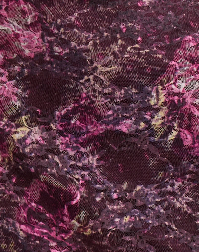 Mini-robe Turu rose abstrait et prune