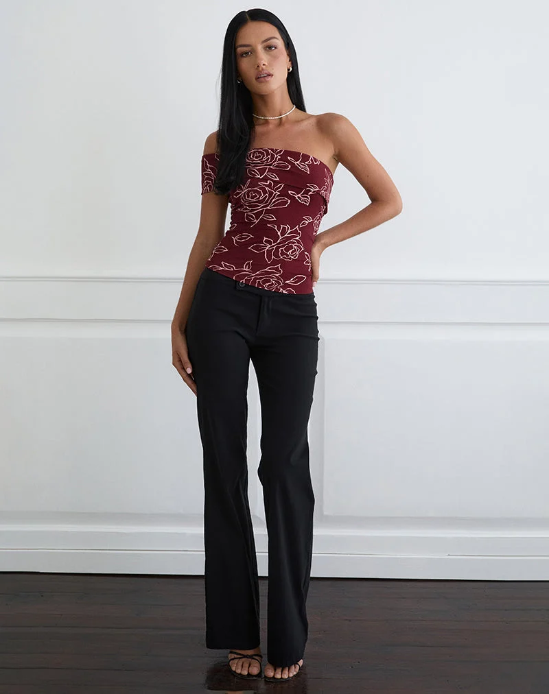 Haut asymétrique Marga, couleur rose marron foncé