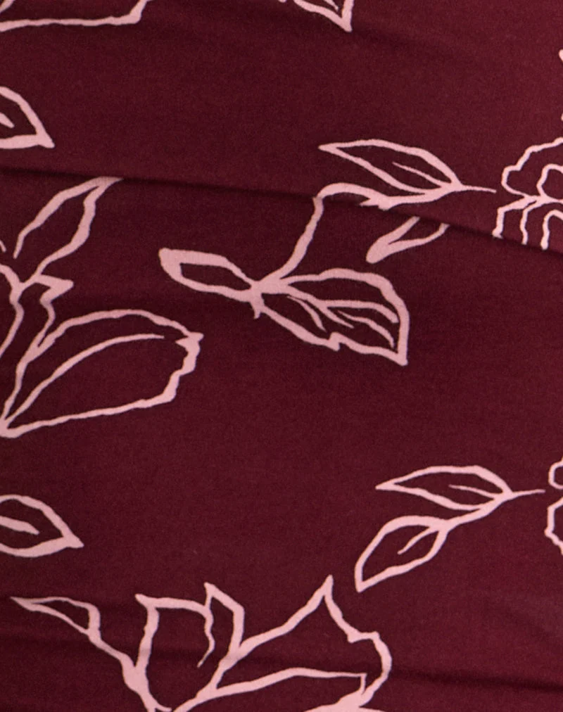 Haut asymétrique Marga, couleur rose marron foncé