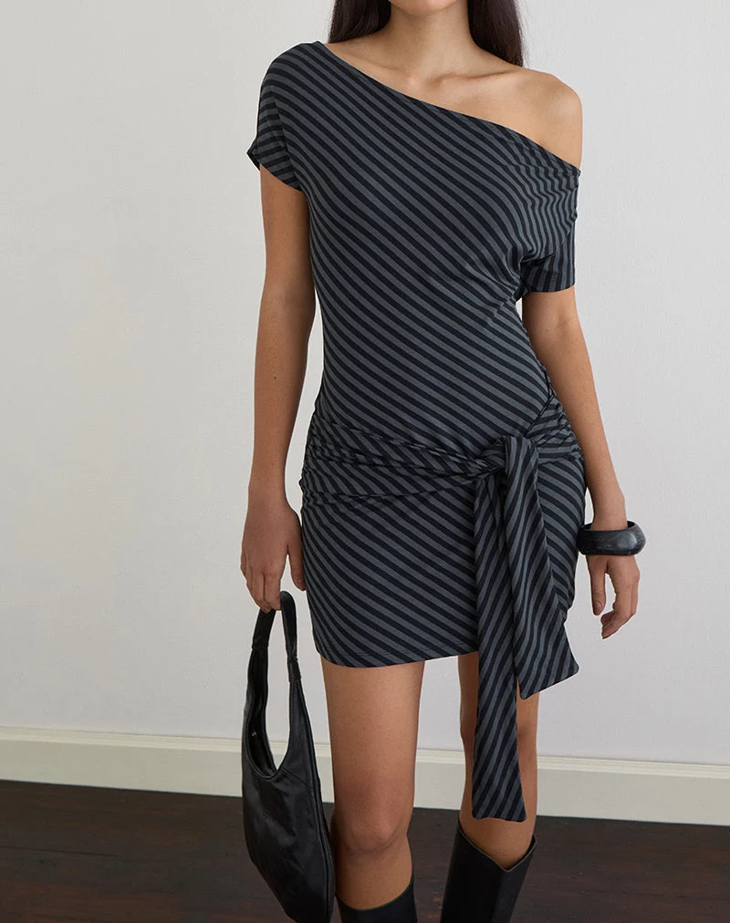 Mini-robe Genya à rayures obliques Ocean Storm