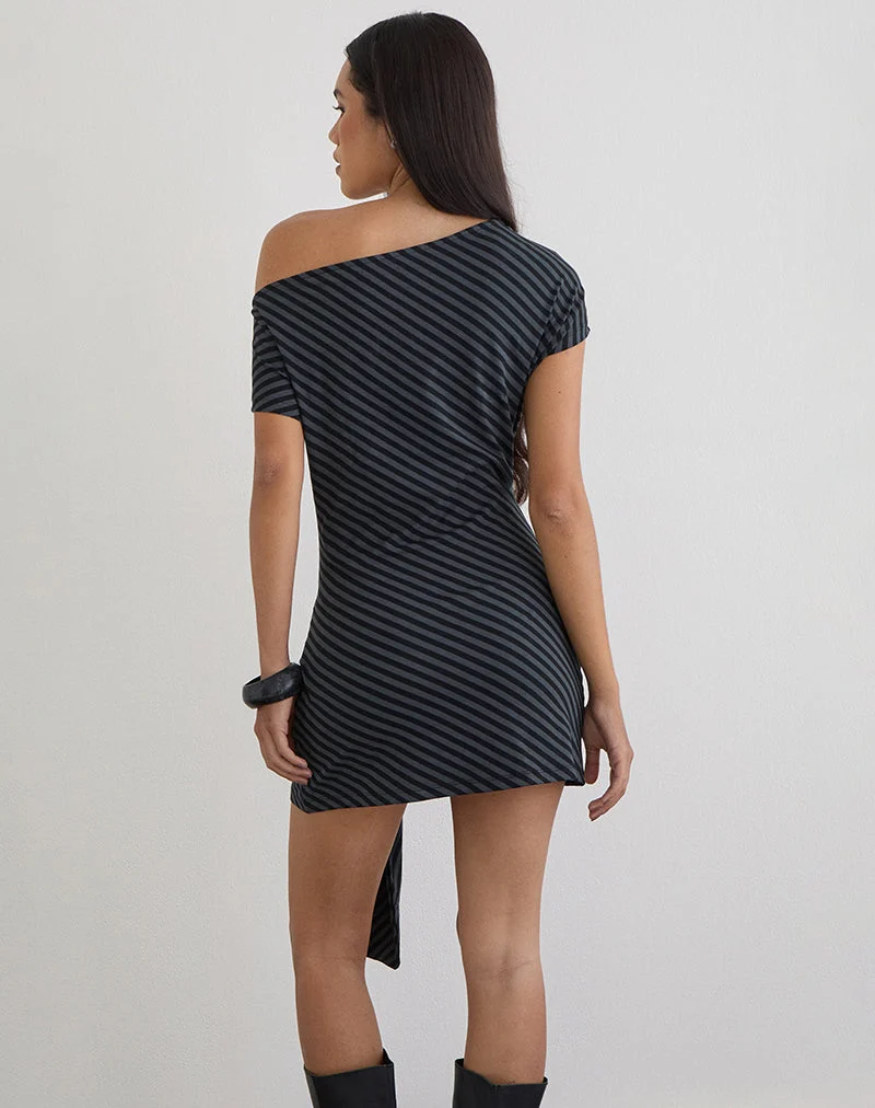 Mini-robe Genya à rayures obliques Ocean Storm
