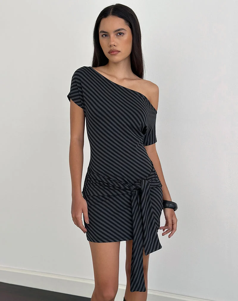 Mini-robe Genya à rayures obliques Ocean Storm