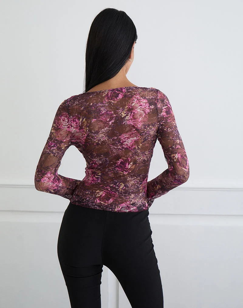 Top Copriva rose abstrait et prune